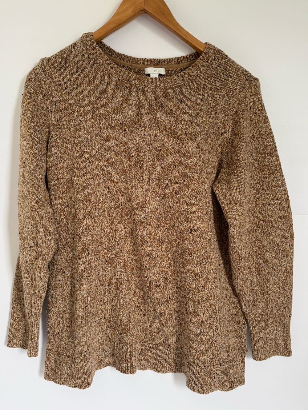 Size L - J. Jill Honey/Carmel Coloured Rib Marled Crewneck Sweater